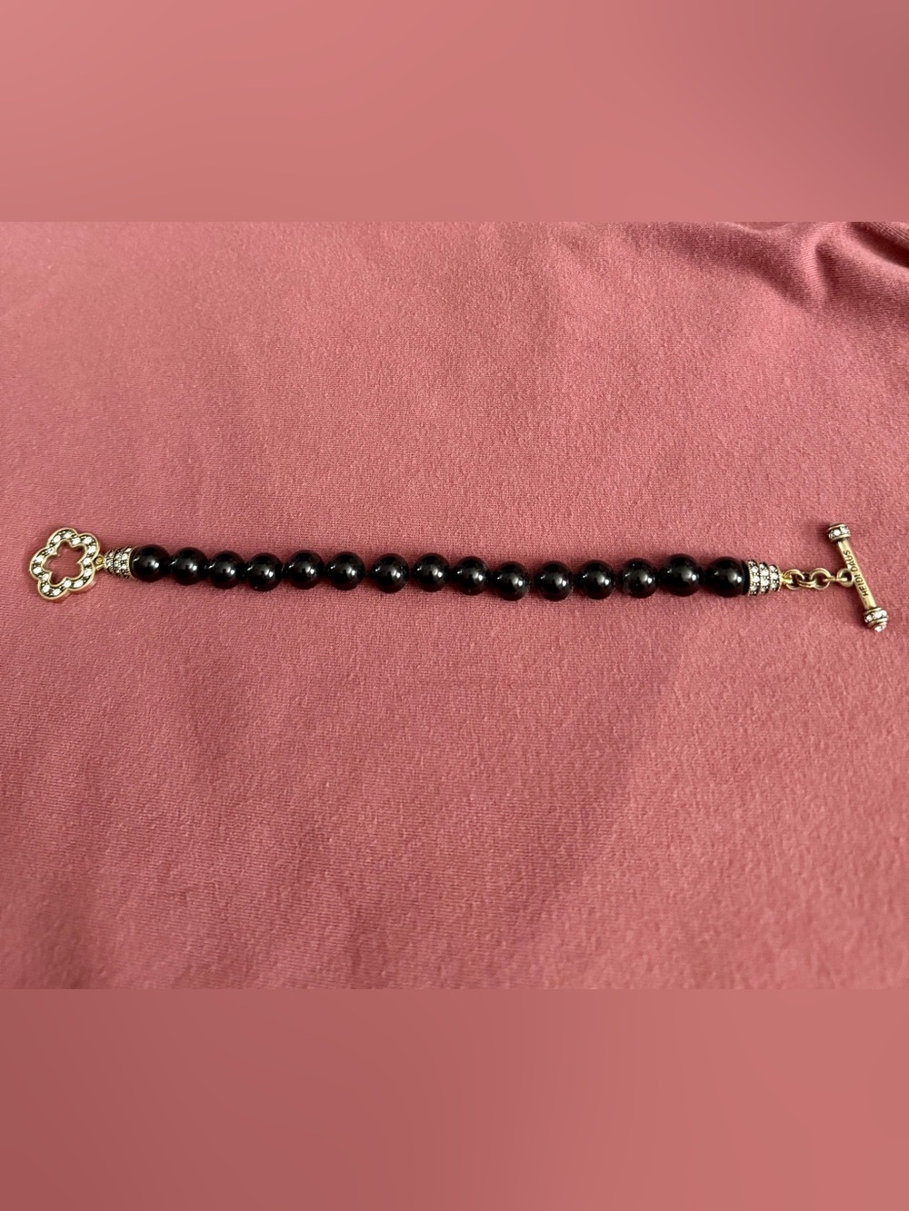 Heidi Daus Black Bead Toggle Bracelet with Gold Accents